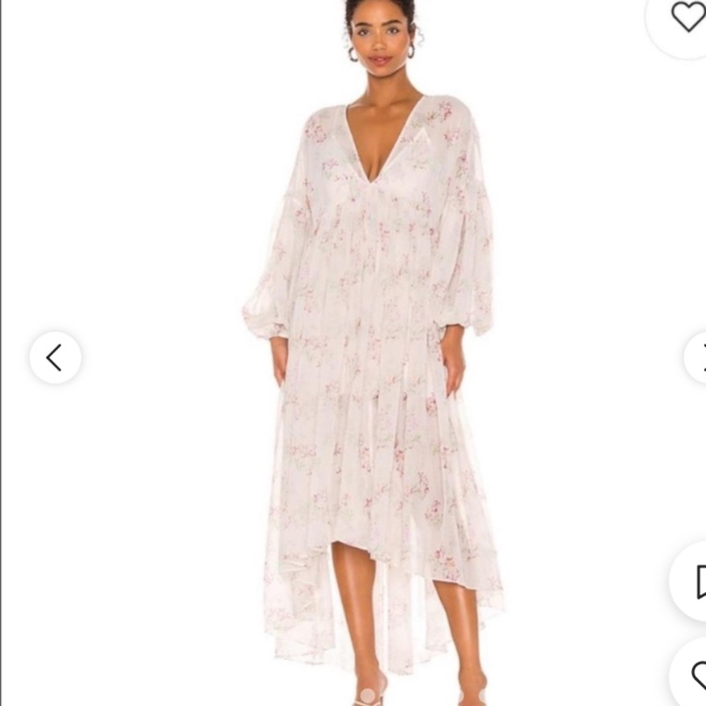 Majorelle Foat dress cream floral blouson lantern sleeve M Revolve Maternity pic